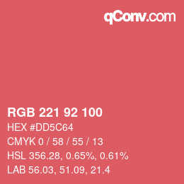 Color code: RGB 221 92 100 | qconv.com