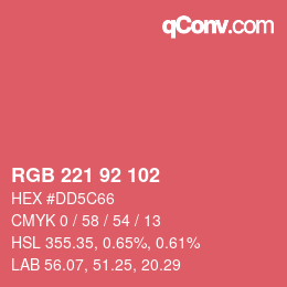 カラーコード: RGB 221 92 102 | qconv.com