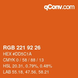 颜色代码: RGB 221 92 26 | qconv.com