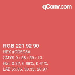 Color code: RGB 221 92 90 | qconv.com