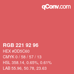 Color code: RGB 221 92 96 | qconv.com