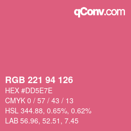 カラーコード: RGB 221 94 126 | qconv.com