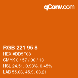 カラーコード: RGB 221 95 8 | qconv.com