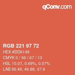 Color code: RGB 221 97 72 | qconv.com