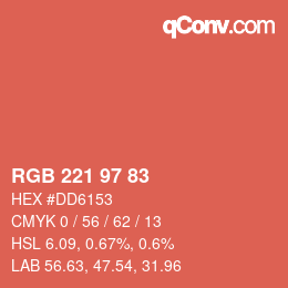 Color code: RGB 221 97 83 | qconv.com