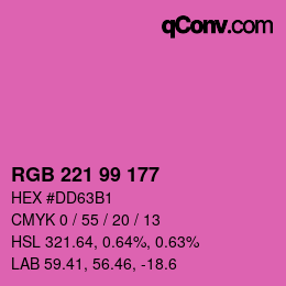 カラーコード: RGB 221 99 177 | qconv.com