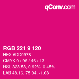 カラーコード: RGB 221 9 120 | qconv.com