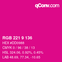Color code: RGB 221 9 136 | qconv.com