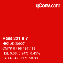 Color code: RGB 221 9 7 | qconv.com