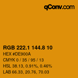カラーコード: RGB 222.1 144.8 10 | qconv.com