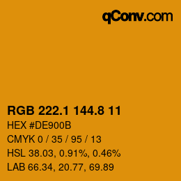 カラーコード: RGB 222.1 144.8 11 | qconv.com