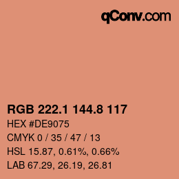 Color code: RGB 222.1 144.8 117 | qconv.com