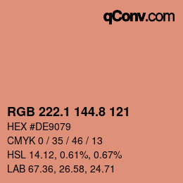 カラーコード: RGB 222.1 144.8 121 | qconv.com
