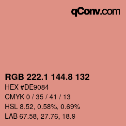 Color code: RGB 222.1 144.8 132 | qconv.com