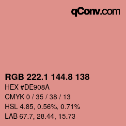 Color code: RGB 222.1 144.8 138 | qconv.com