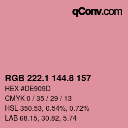 Color code: RGB 222.1 144.8 157 | qconv.com