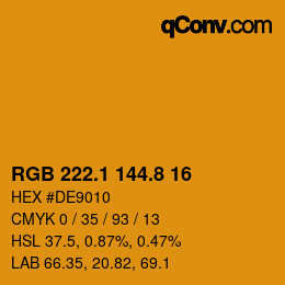Color code: RGB 222.1 144.8 16 | qconv.com