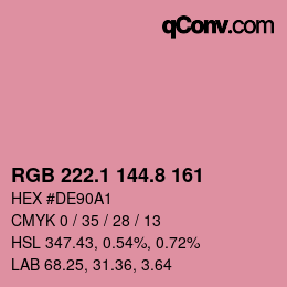 カラーコード: RGB 222.1 144.8 161 | qconv.com