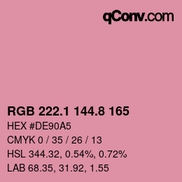 カラーコード: RGB 222.1 144.8 165 | qconv.com