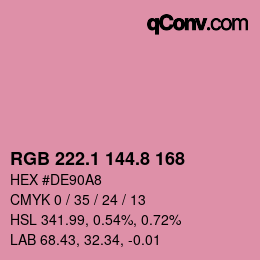 カラーコード: RGB 222.1 144.8 168 | qconv.com