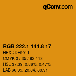 カラーコード: RGB 222.1 144.8 17 | qconv.com