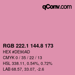 カラーコード: RGB 222.1 144.8 173 | qconv.com