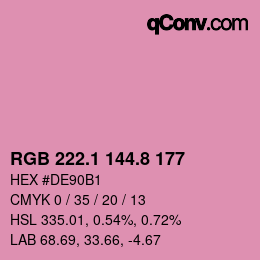 カラーコード: RGB 222.1 144.8 177 | qconv.com