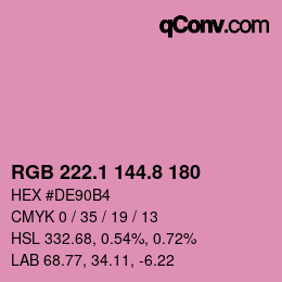 カラーコード: RGB 222.1 144.8 180 | qconv.com