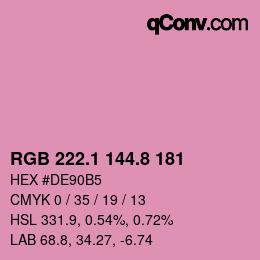 カラーコード: RGB 222.1 144.8 181 | qconv.com