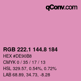 カラーコード: RGB 222.1 144.8 184 | qconv.com