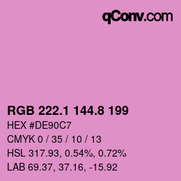 カラーコード: RGB 222.1 144.8 199 | qconv.com