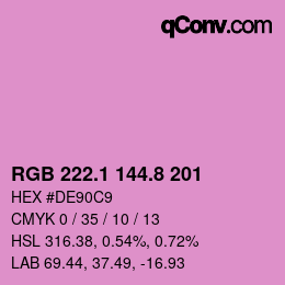 カラーコード: RGB 222.1 144.8 201 | qconv.com