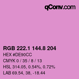 カラーコード: RGB 222.1 144.8 204 | qconv.com