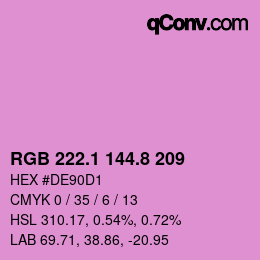 カラーコード: RGB 222.1 144.8 209 | qconv.com