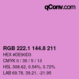 カラーコード: RGB 222.1 144.8 211 | qconv.com