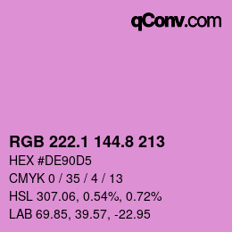 カラーコード: RGB 222.1 144.8 213 | qconv.com