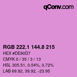 カラーコード: RGB 222.1 144.8 215 | qconv.com