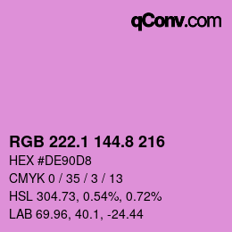 カラーコード: RGB 222.1 144.8 216 | qconv.com