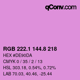 カラーコード: RGB 222.1 144.8 218 | qconv.com