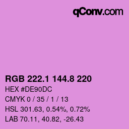 カラーコード: RGB 222.1 144.8 220 | qconv.com