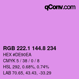 カラーコード: RGB 222.1 144.8 234 | qconv.com