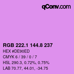 カラーコード: RGB 222.1 144.8 237 | qconv.com