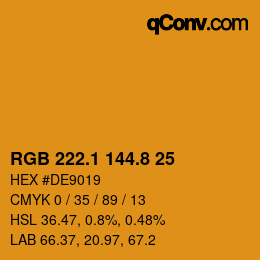 カラーコード: RGB 222.1 144.8 25 | qconv.com