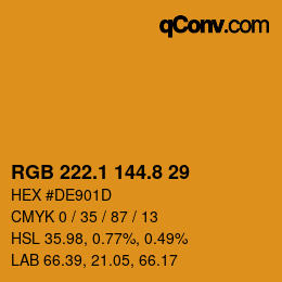 カラーコード: RGB 222.1 144.8 29 | qconv.com