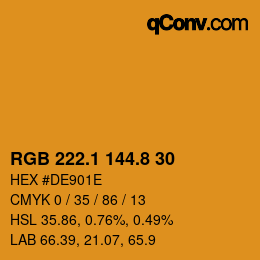 カラーコード: RGB 222.1 144.8 30 | qconv.com