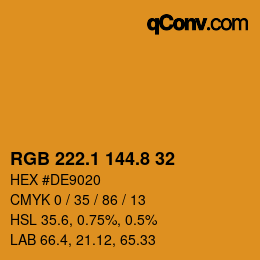 Color code: RGB 222.1 144.8 32 | qconv.com