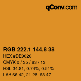 Color code: RGB 222.1 144.8 38 | qconv.com