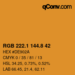 Color code: RGB 222.1 144.8 42 | qconv.com