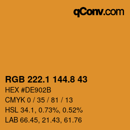 カラーコード: RGB 222.1 144.8 43 | qconv.com