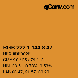 Color code: RGB 222.1 144.8 47 | qconv.com
